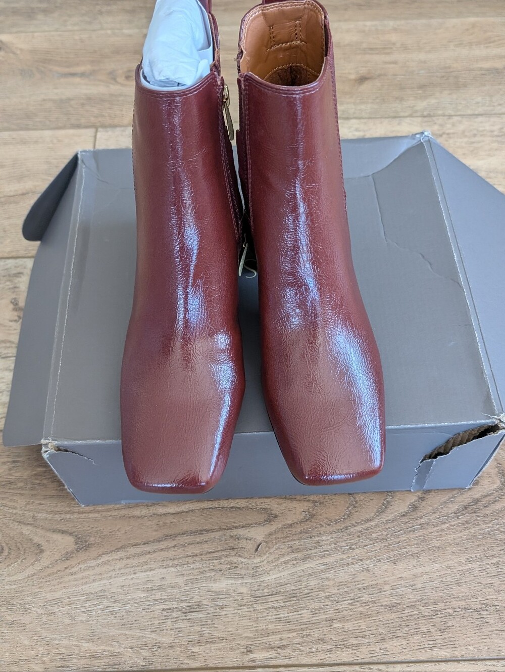 Franco Sarto Burgundy Square-Toe Ankle Booties